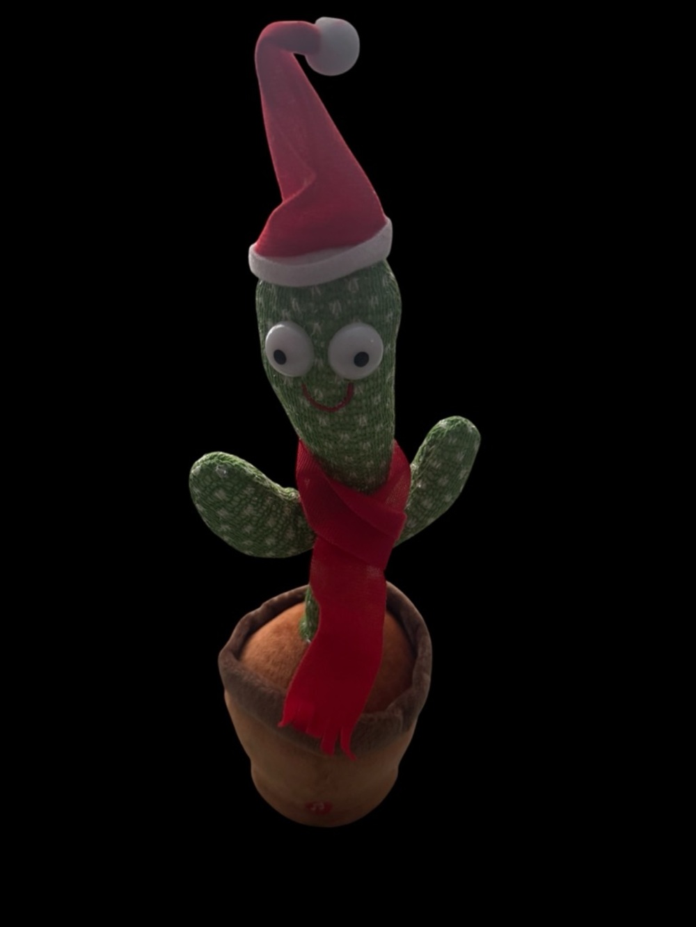 New Festive Cactus with Red Scarf and Santa Hat plays music, echoes your voice